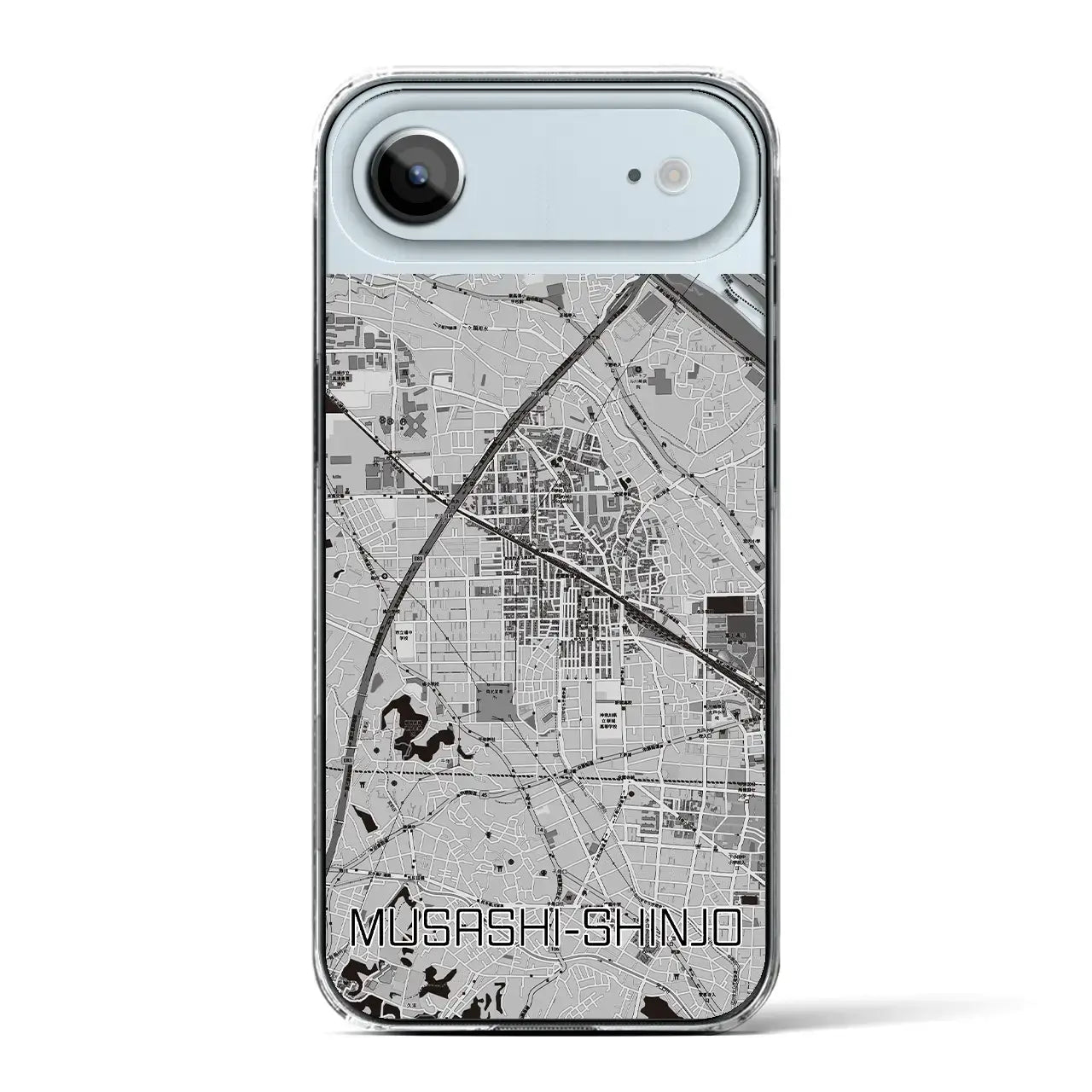 【武蔵新城（神奈川県）】地図柄iPhoneケース（クリアタイプ）モノトーン・iPhone 17 Pro Max 用