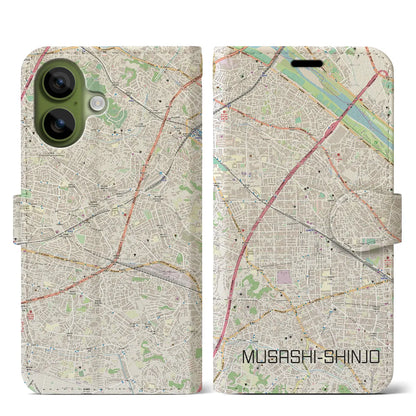 【武蔵新城（神奈川県）】地図柄iPhoneケース（手帳タイプ）