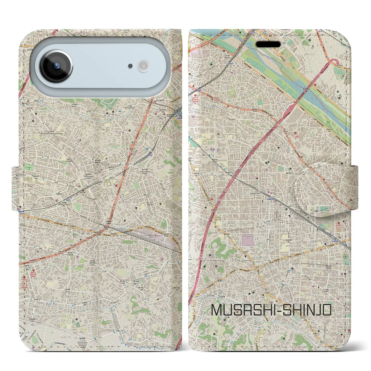 【武蔵新城（神奈川県）】地図柄iPhoneケース（手帳タイプ）