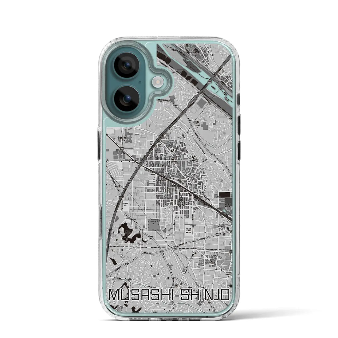 【武蔵新城（神奈川県）】地図柄iPhoneケース（MagSafeタイプ）モノトーン・iPhone 16 Pro 用