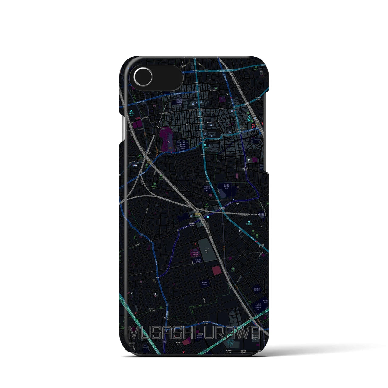 【武蔵浦和（埼玉県）】地図柄iPhoneケース（バックカバータイプ）