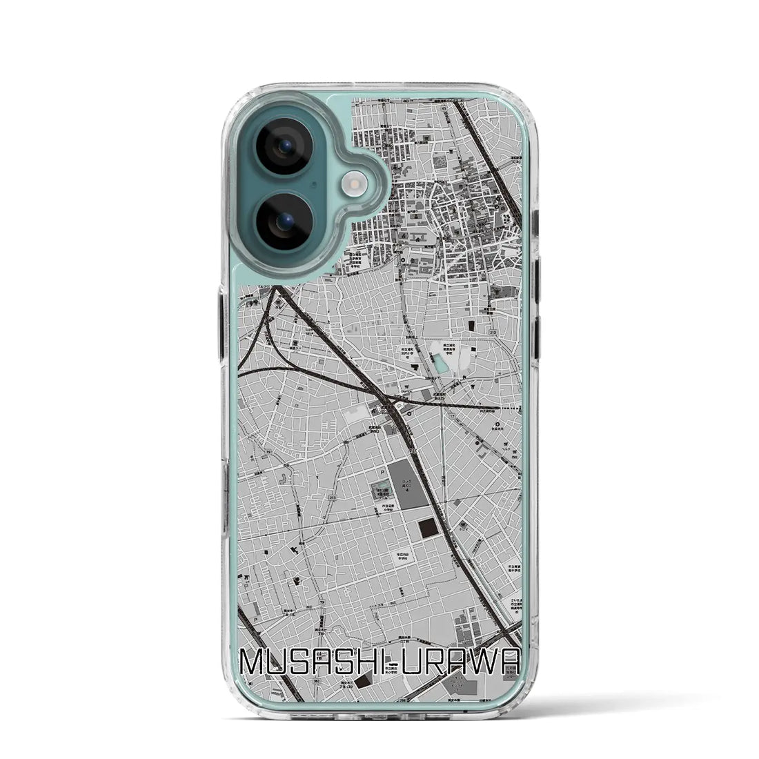 【武蔵浦和（埼玉県）】地図柄iPhoneケース（MagSafeタイプ）モノトーン・iPhone 16 Pro 用