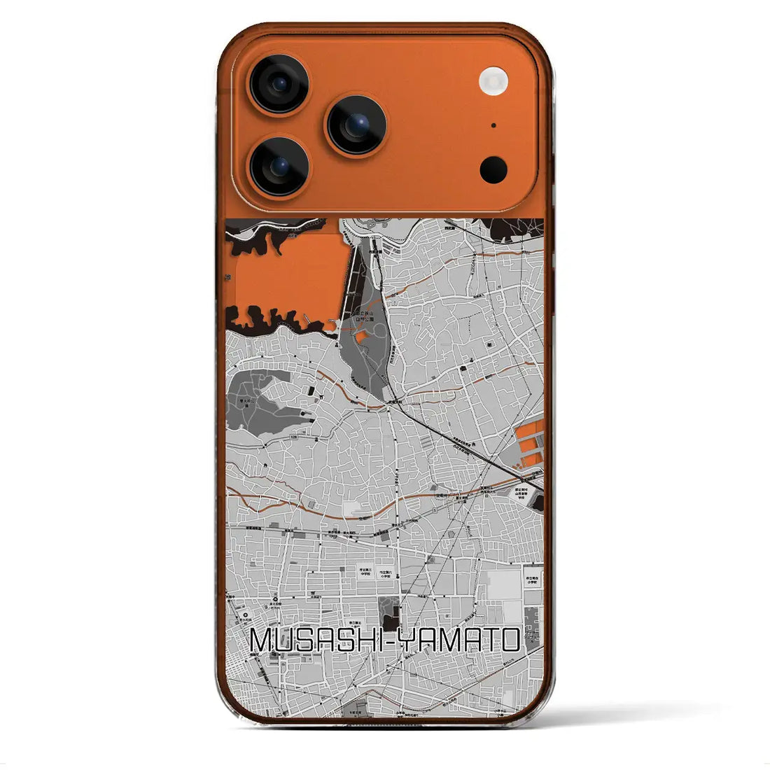 【武蔵大和(東京都)】地図柄iPhoneケース(クリアタイプ)モノトーン・iPhone 17 Pro Max 用