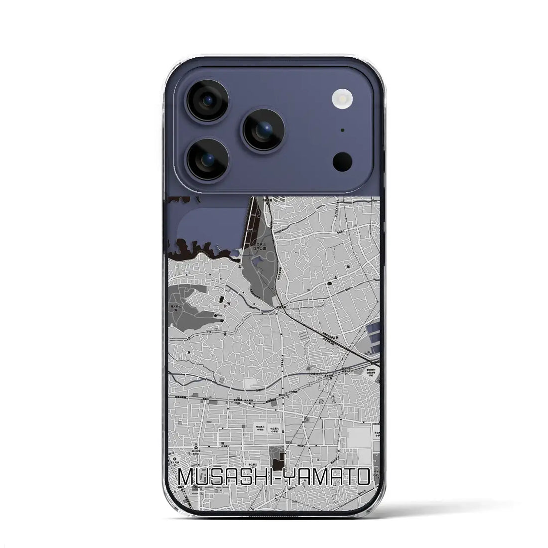 【武蔵大和（東京都）】地図柄iPhoneケース（クリアタイプ）モノトーン・iPhone 17 Pro Max 用