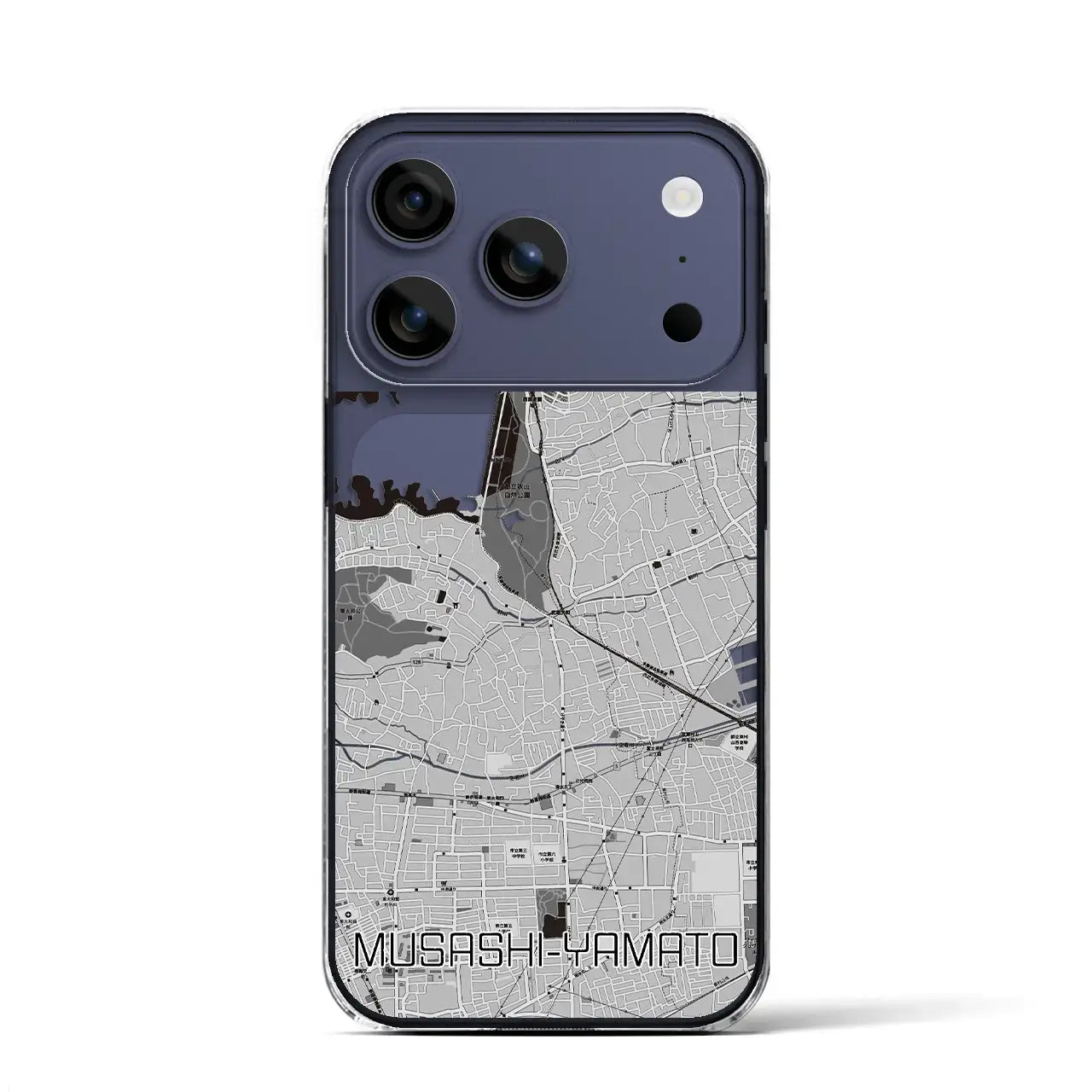【武蔵大和（東京都）】地図柄iPhoneケース（クリアタイプ）モノトーン・iPhone 17 Pro Max 用