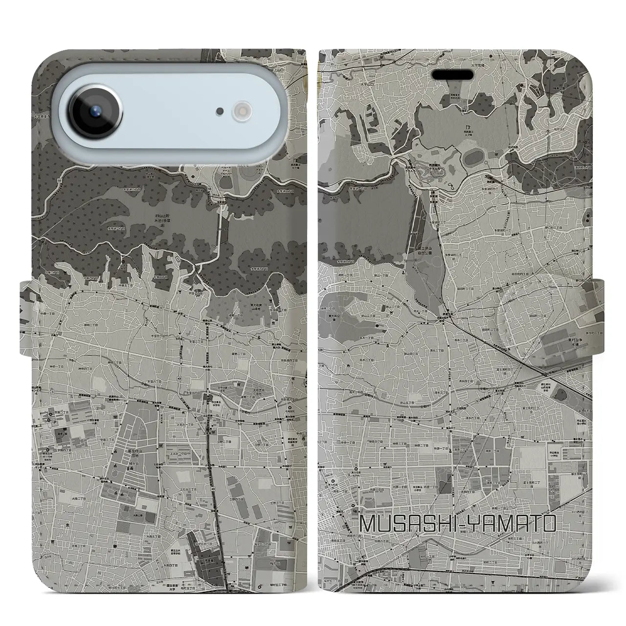 【武蔵大和（東京都）】地図柄iPhoneケース（手帳タイプ）