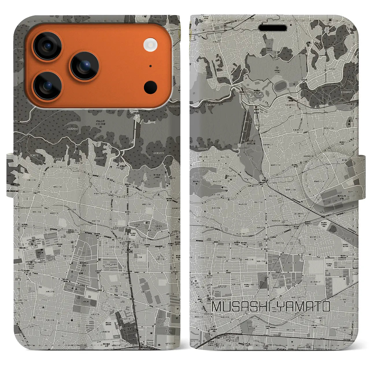 【武蔵大和（東京都）】地図柄iPhoneケース（手帳タイプ）