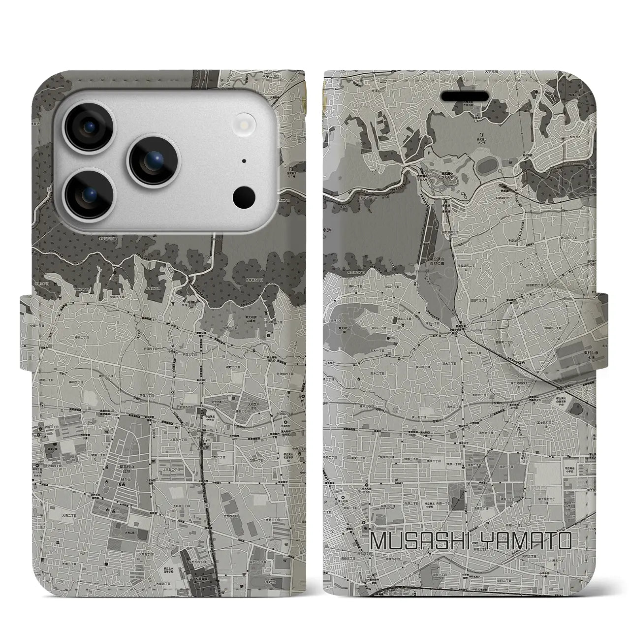 【武蔵大和（東京都）】地図柄iPhoneケース（手帳タイプ）