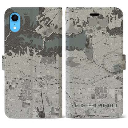 【武蔵大和（東京都）】地図柄iPhoneケース（手帳タイプ）モノトーン・iPhone XR 用