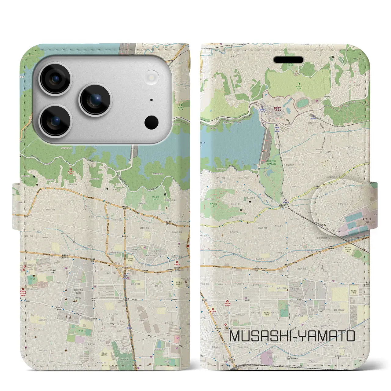 【武蔵大和（東京都）】地図柄iPhoneケース（手帳タイプ）