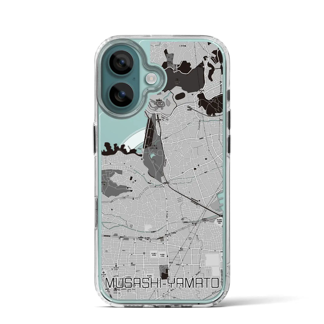 【武蔵大和(東京都)】地図柄iPhoneケース(MagSafeタイプ)モノトーン・iPhone 16 Pro 用