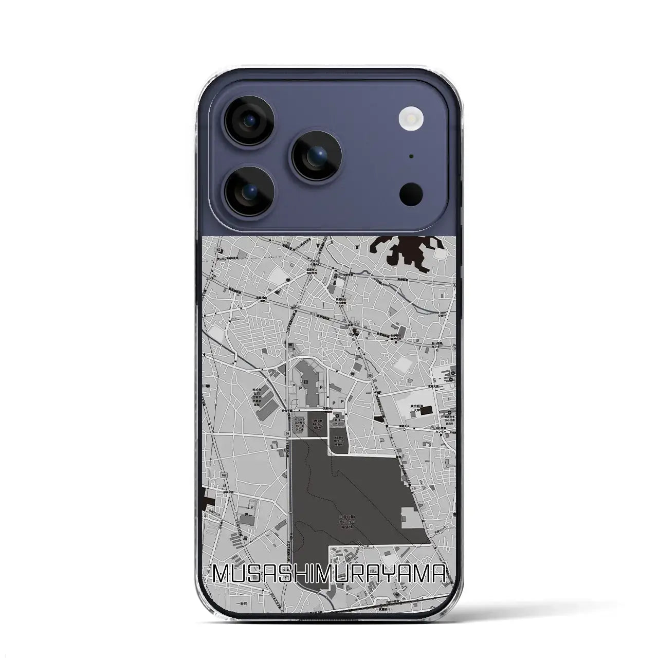 【武蔵村山（東京都）】地図柄iPhoneケース（クリアタイプ）モノトーン・iPhone 17 Pro Max 用
