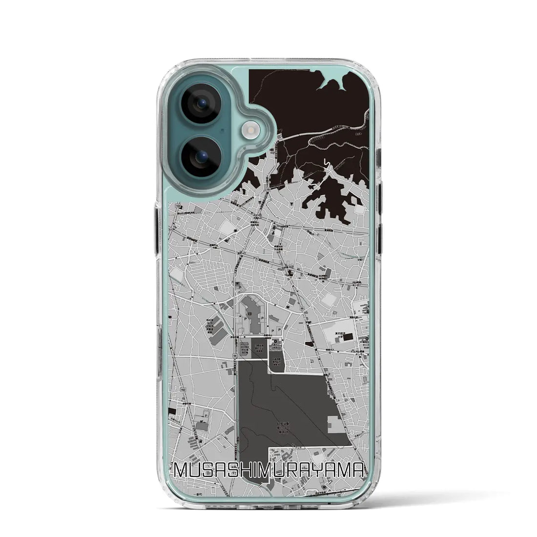 【武蔵村山(東京都)】地図柄iPhoneケース(MagSafeタイプ)モノトーン・iPhone 16 Pro 用