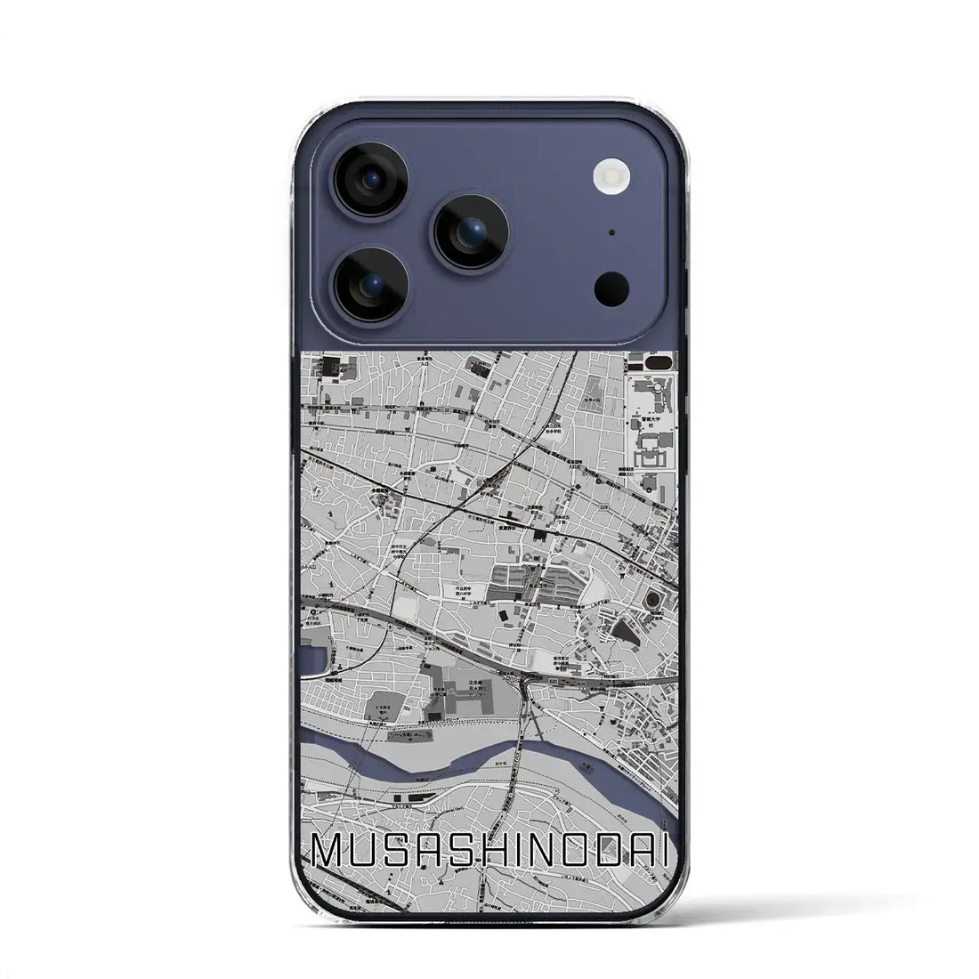 【武蔵野台（東京都）】地図柄iPhoneケース（クリアタイプ）モノトーン・iPhone 17 Pro Max 用