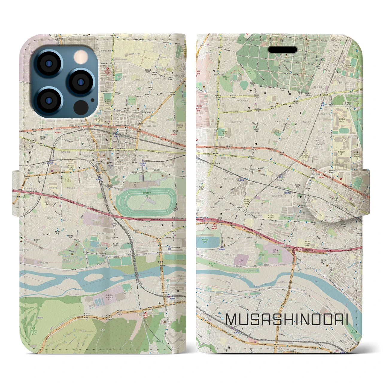 【武蔵野台（東京都）】地図柄iPhoneケース（手帳タイプ）