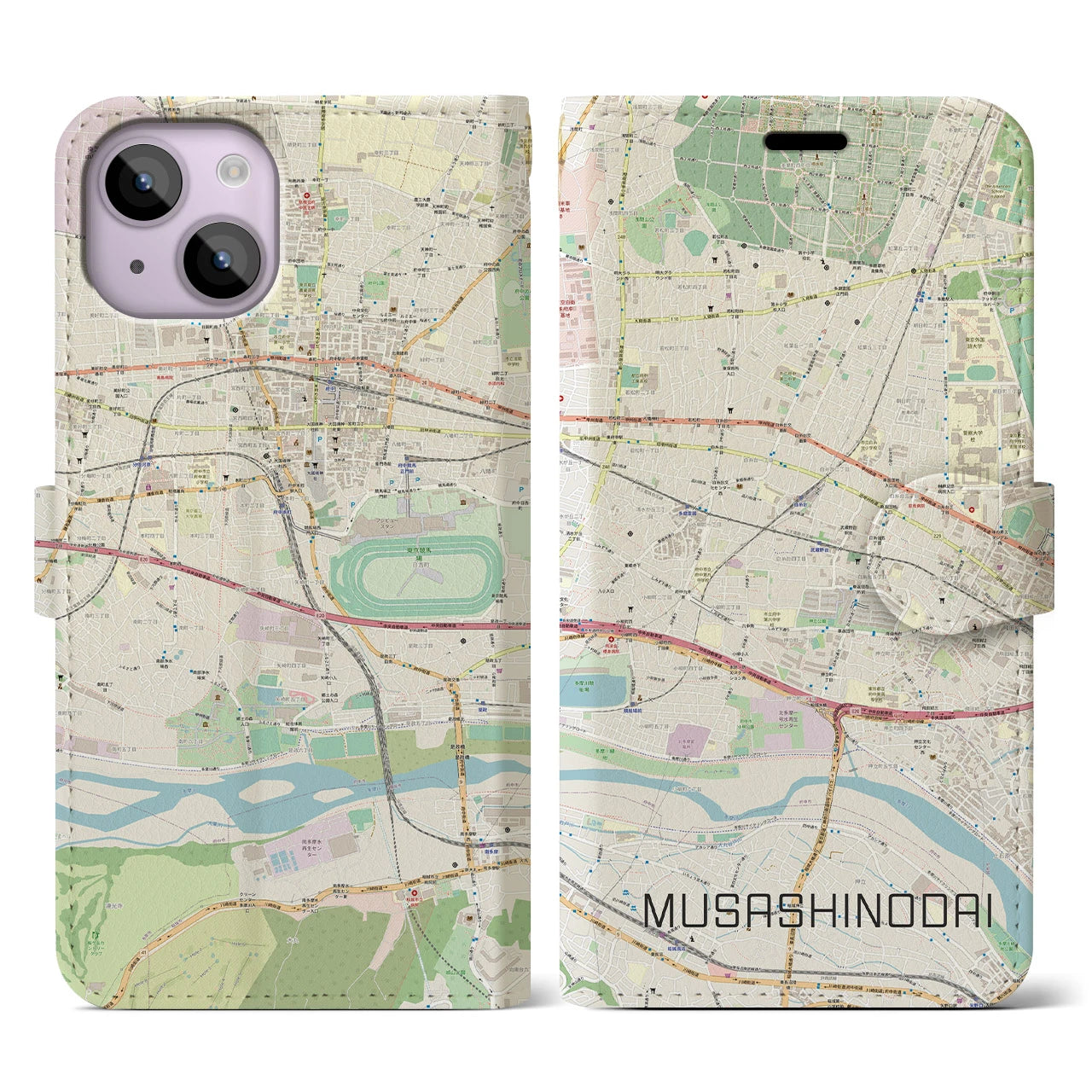 【武蔵野台（東京都）】地図柄iPhoneケース（手帳タイプ）