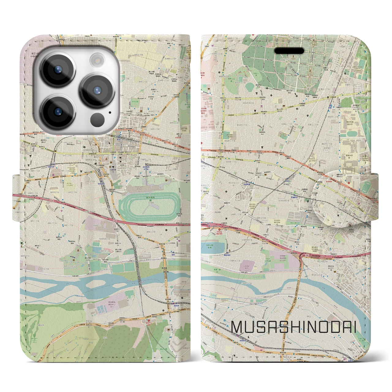 【武蔵野台（東京都）】地図柄iPhoneケース（手帳タイプ）