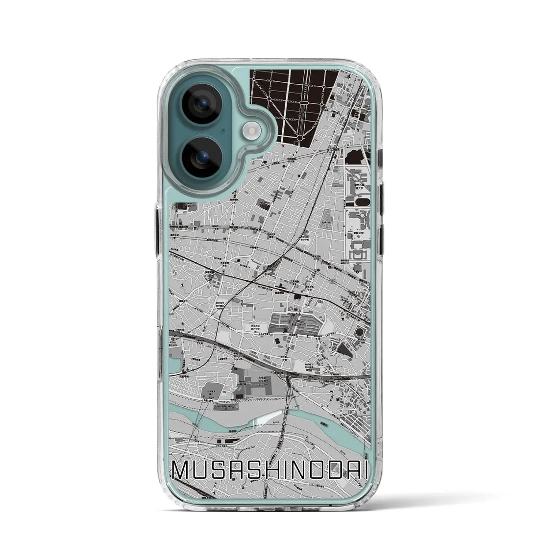 【武蔵野台(東京都)】地図柄iPhoneケース(MagSafeタイプ)モノトーン・iPhone 16 Pro 用