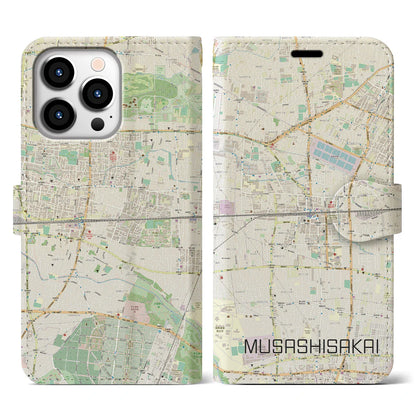 【武蔵境2（東京都）】地図柄iPhoneケース（手帳タイプ）ナチュラル・iPhone 13 Pro 用