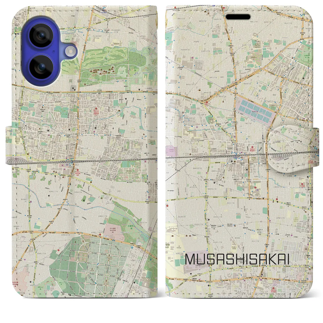 【武蔵境2(東京都)】地図柄iPhoneケース(手帳タイプ)ナチュラル・iPhone 16 Pro Max 用