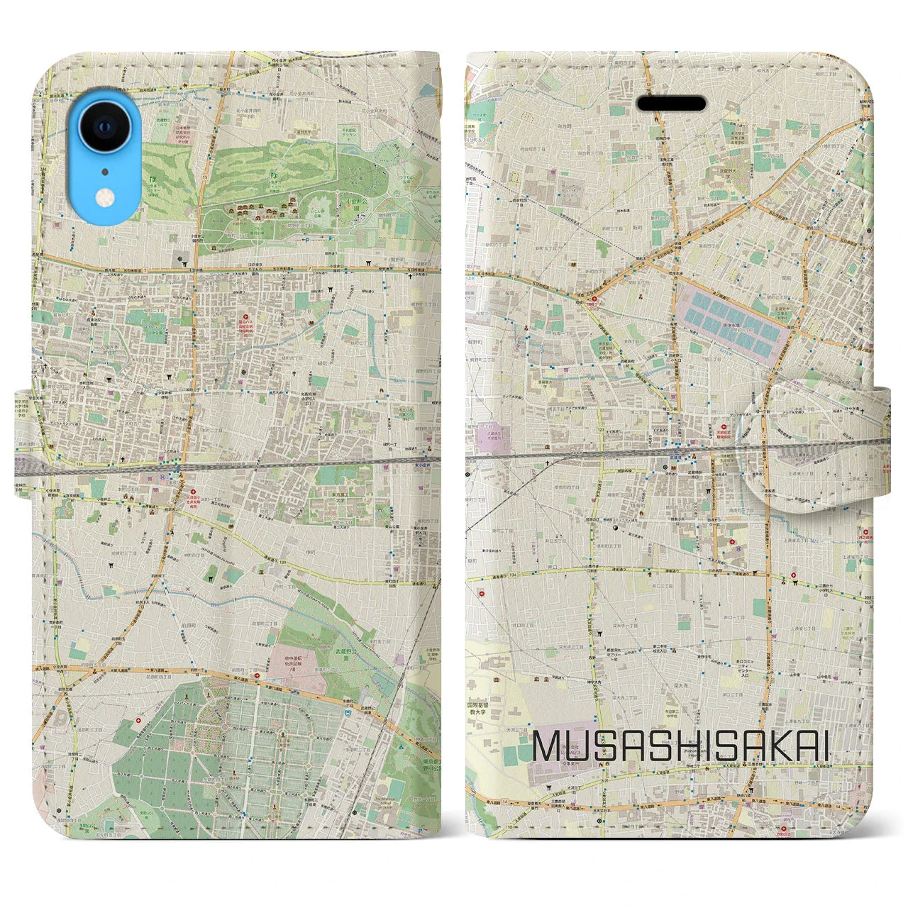 【武蔵境2（東京都）】地図柄iPhoneケース（手帳タイプ）ナチュラル・iPhone XR 用