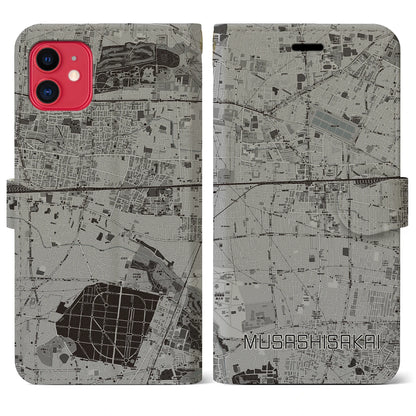 【武蔵境（東京都）】地図柄iPhoneケース（手帳タイプ）モノトーン・iPhone 11 用