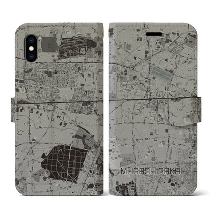 【武蔵境（東京都）】地図柄iPhoneケース（手帳タイプ）モノトーン・iPhone XS / X 用