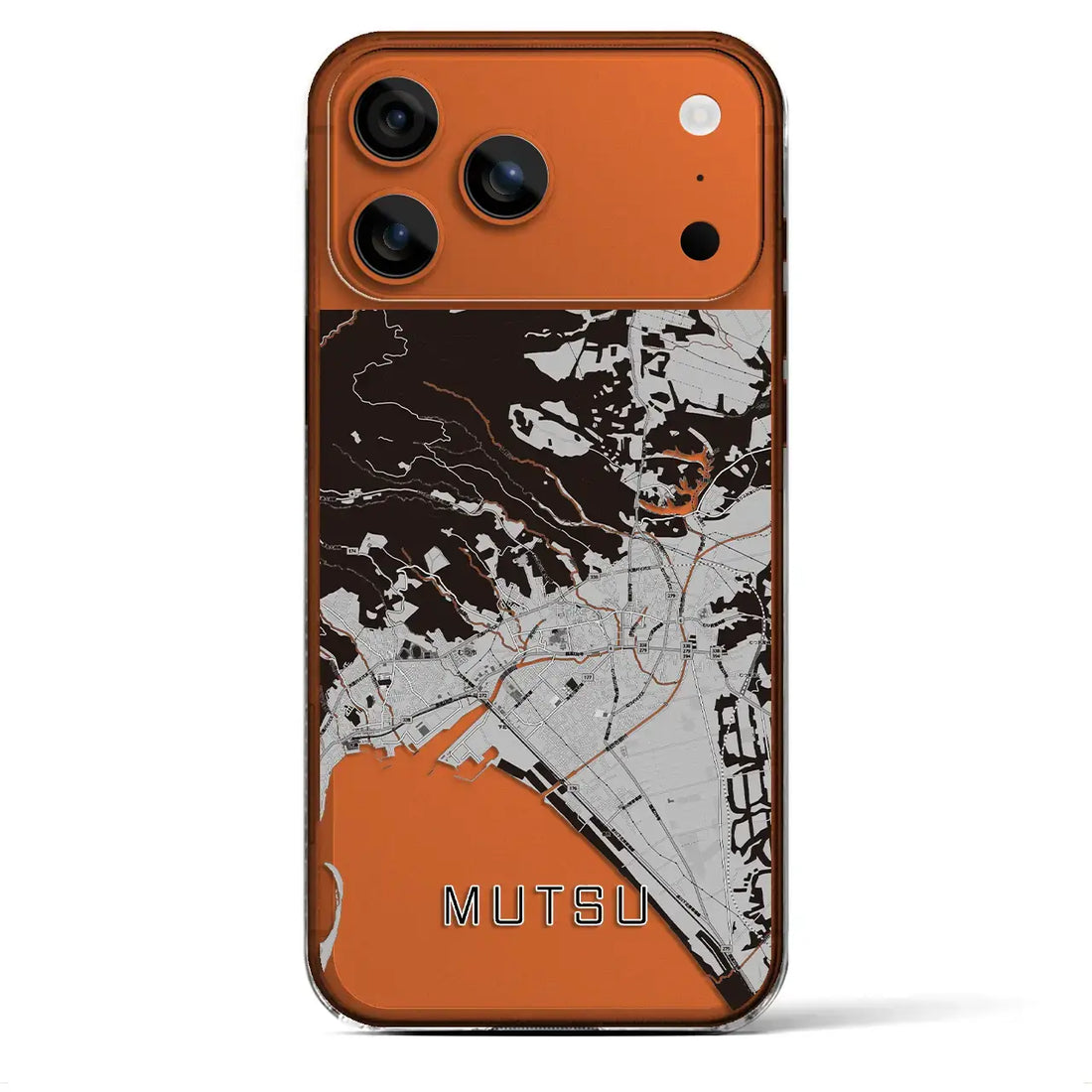 【むつ(青森県)】地図柄iPhoneケース(クリアタイプ)モノトーン・iPhone 17 Pro Max 用