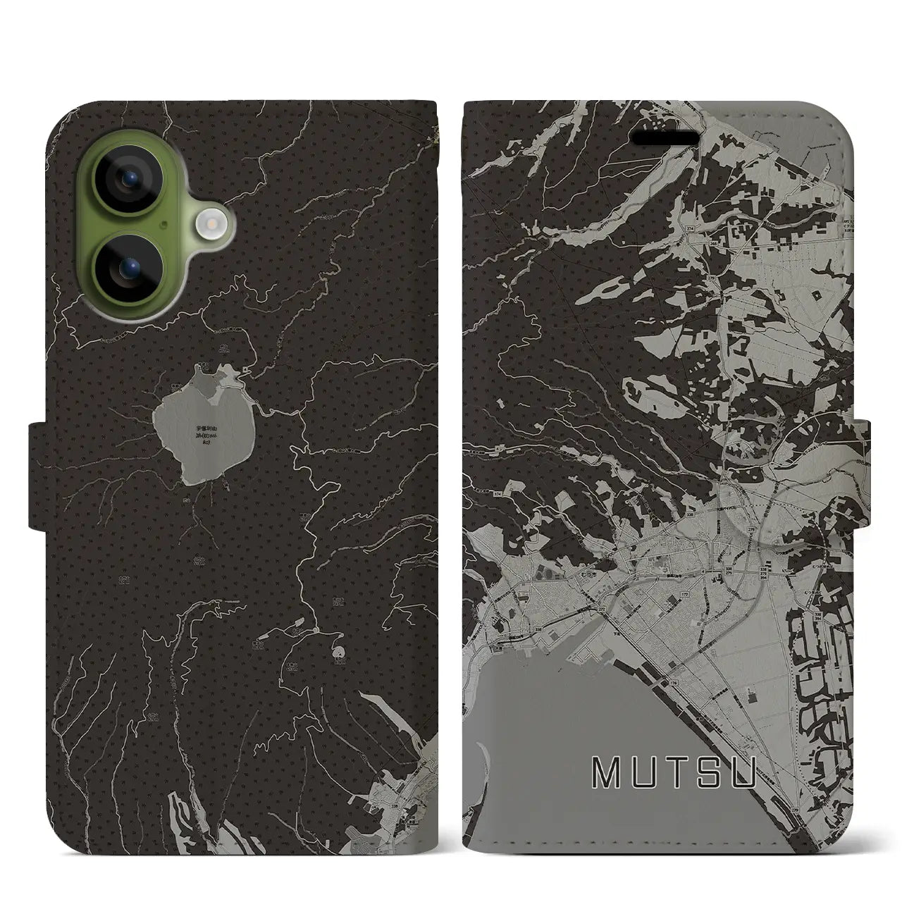 【むつ（青森県）】地図柄iPhoneケース（手帳タイプ）