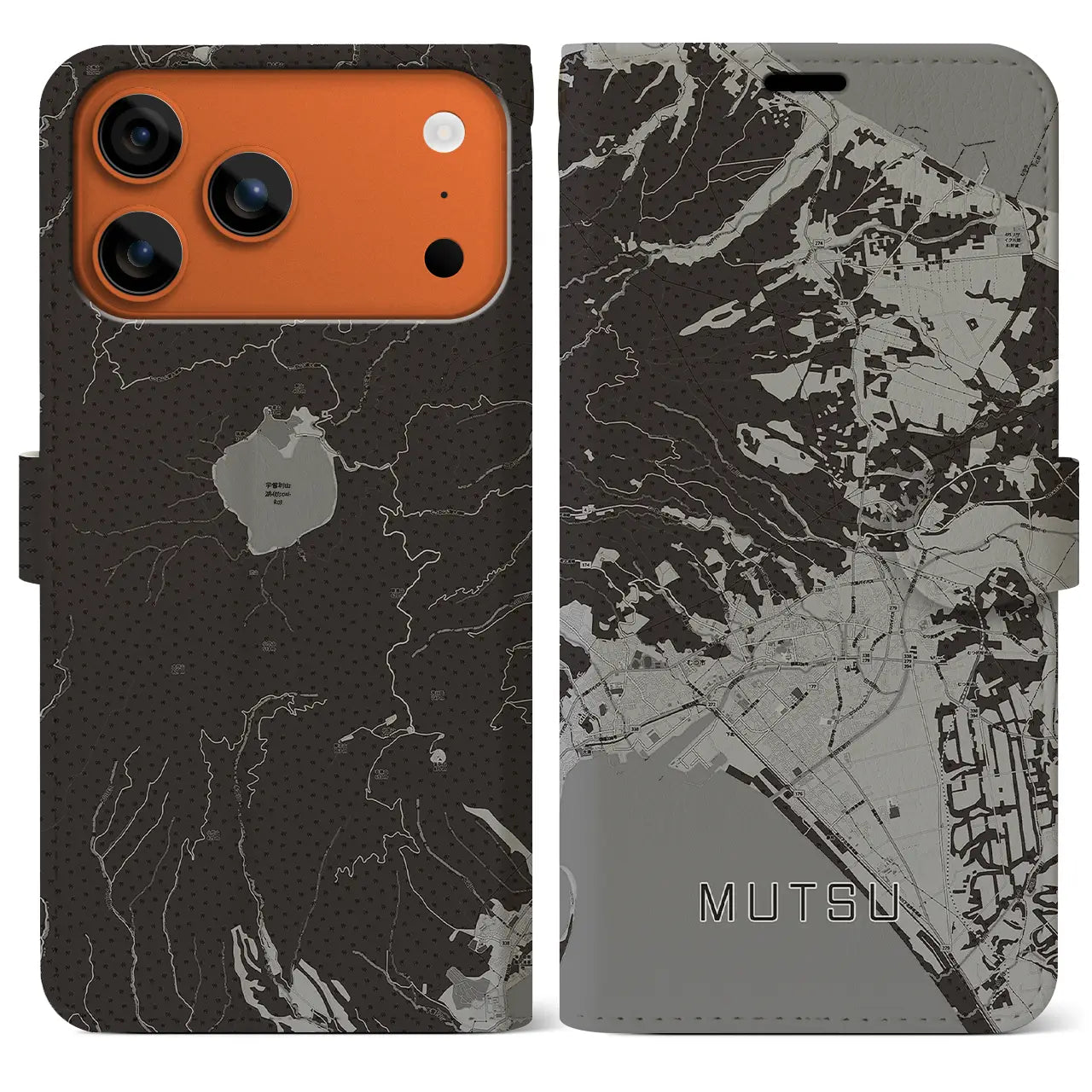 【むつ（青森県）】地図柄iPhoneケース（手帳タイプ）