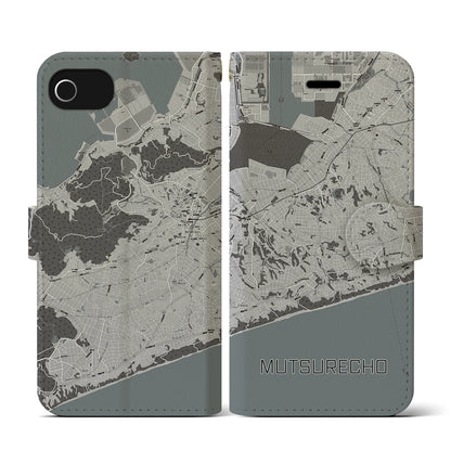 【六連町（愛知県）】地図柄iPhoneケース（手帳タイプ）モノトーン・iPhone SE（第3 / 第2世代） / 8 / 7 / 6s / 6 用