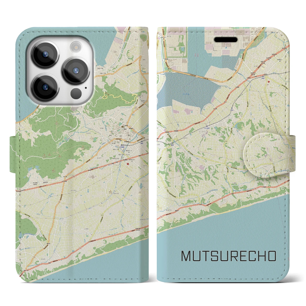 【六連町（愛知県）】地図柄iPhoneケース（手帳タイプ）