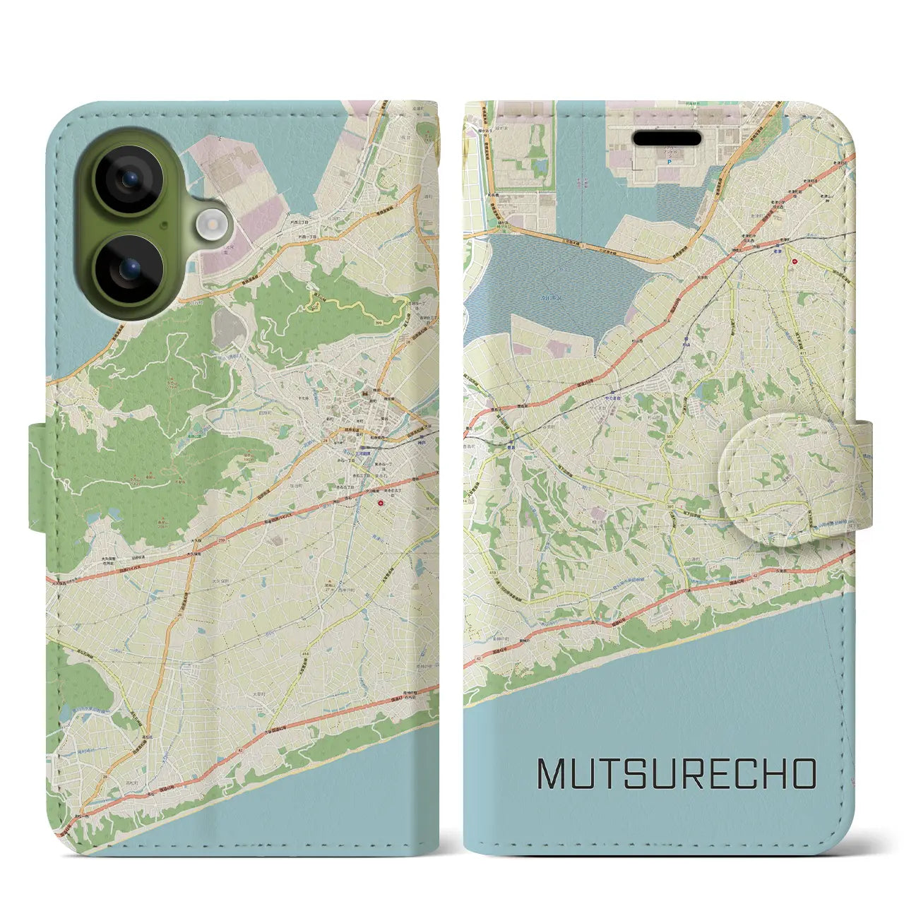 【六連町（愛知県）】地図柄iPhoneケース（手帳タイプ）