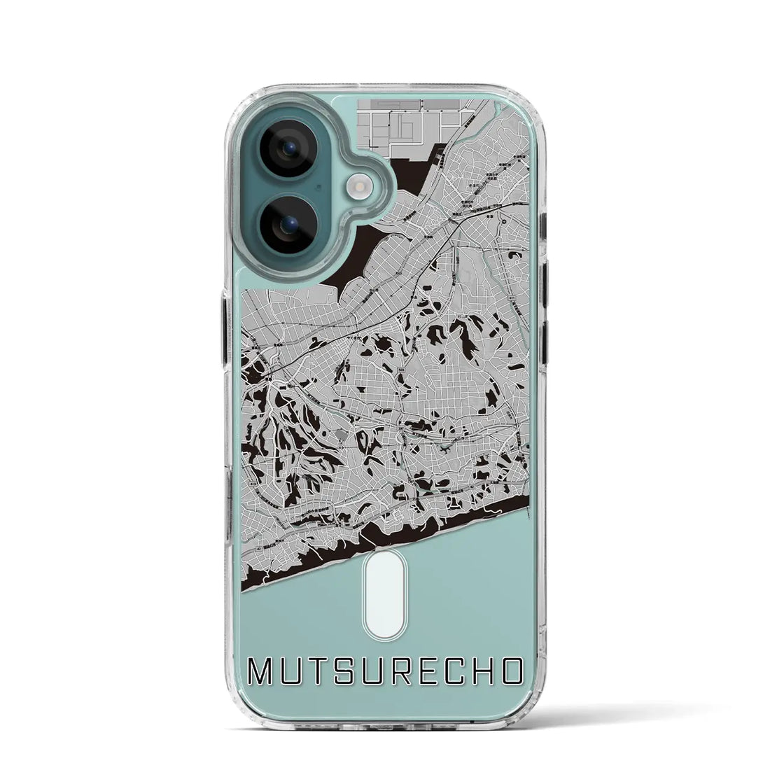 【六連町(愛知県)】地図柄iPhoneケース(MagSafeタイプ)モノトーン・iPhone 16 Pro 用