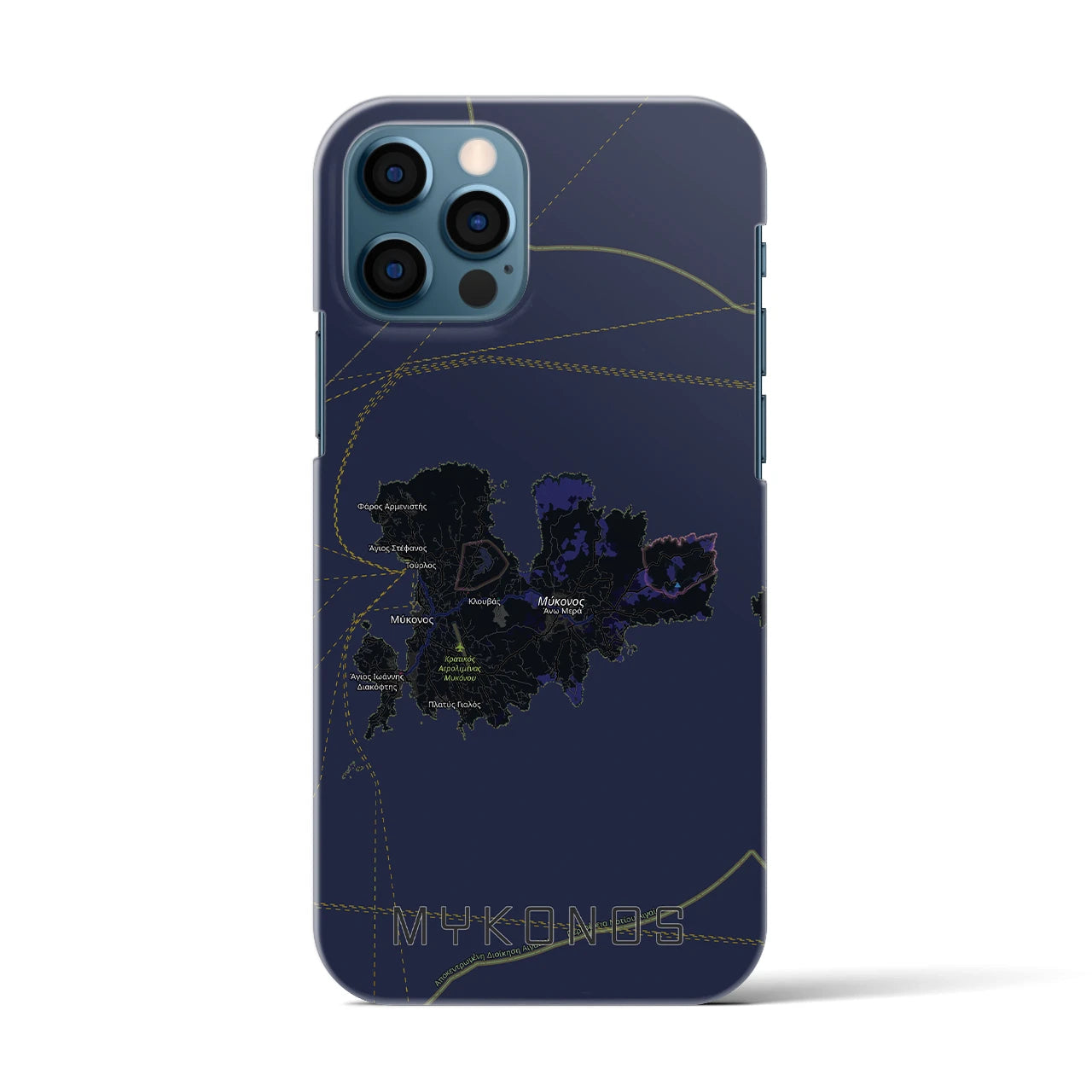 【ミコノス島（ギリシャ）】地図柄iPhoneケース（バックカバータイプ）