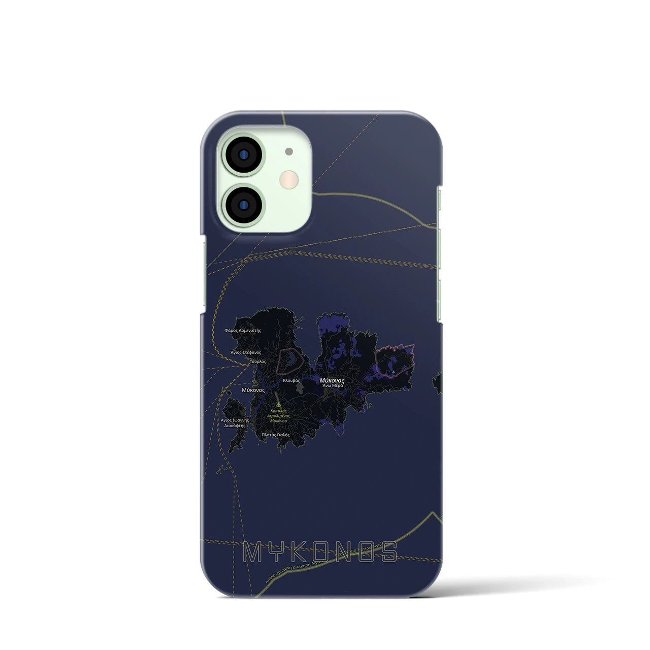 【ミコノス島（ギリシャ）】地図柄iPhoneケース（バックカバータイプ）