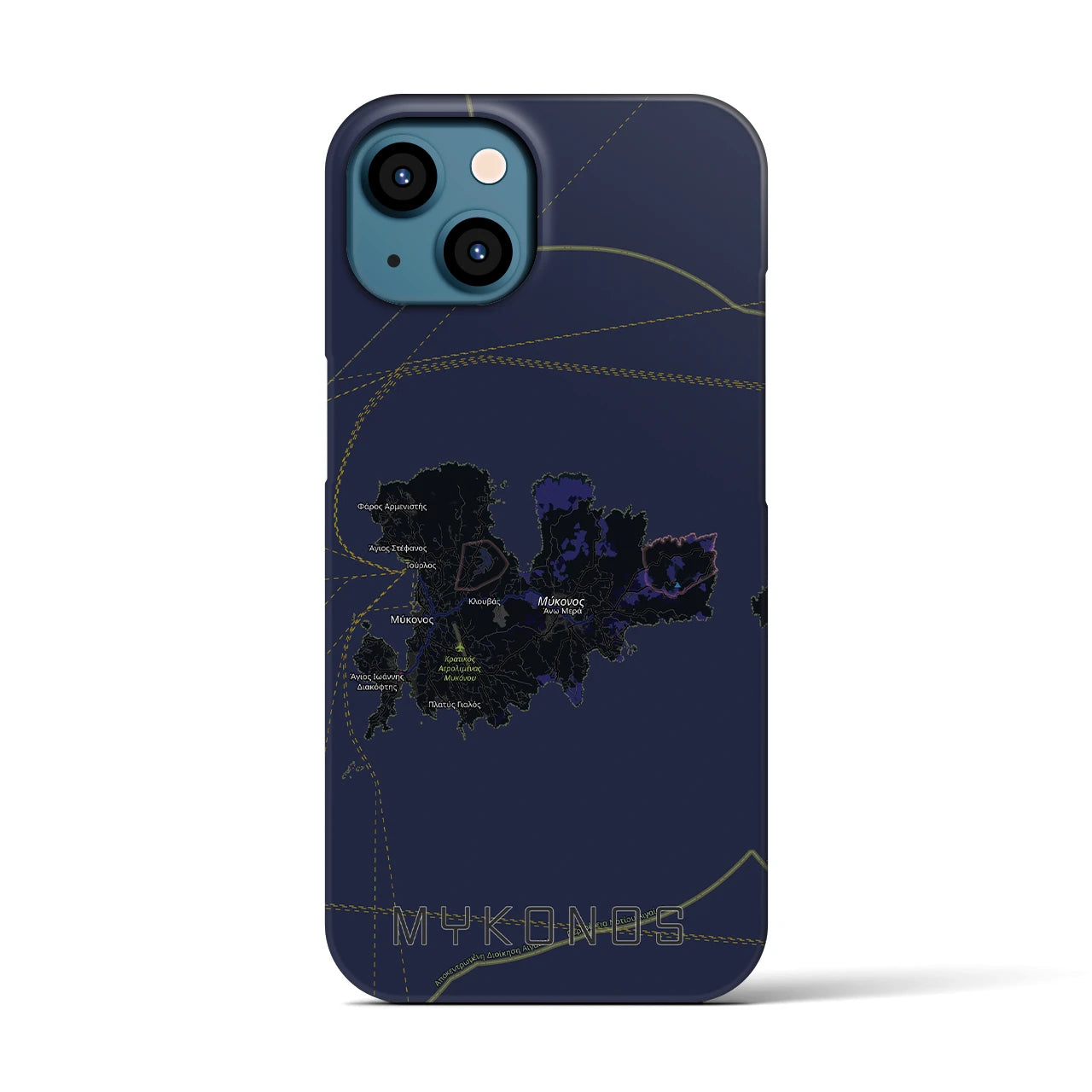 【ミコノス島（ギリシャ）】地図柄iPhoneケース（バックカバータイプ）