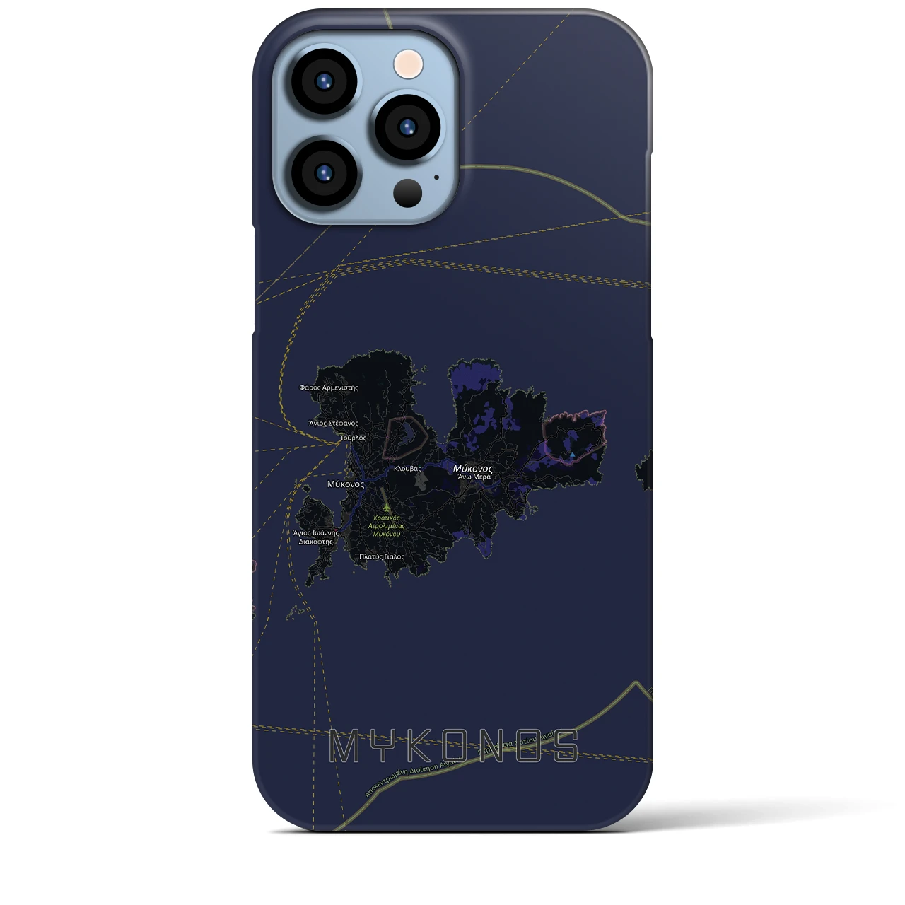 【ミコノス島（ギリシャ）】地図柄iPhoneケース（バックカバータイプ）