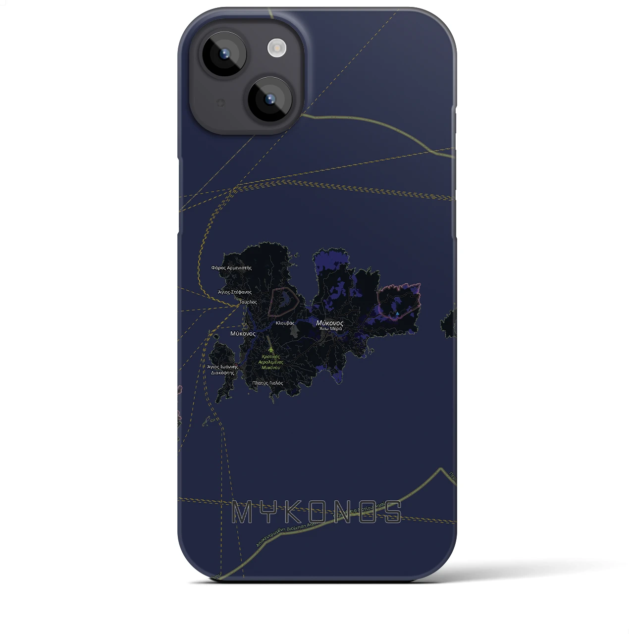 【ミコノス島（ギリシャ）】地図柄iPhoneケース（バックカバータイプ）