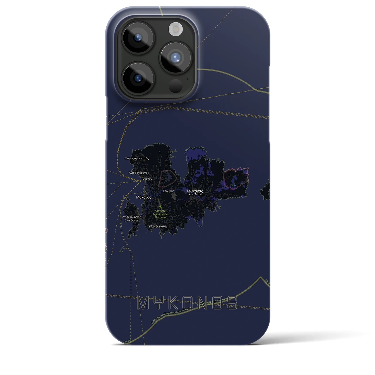 【ミコノス島（ギリシャ）】地図柄iPhoneケース（バックカバータイプ）