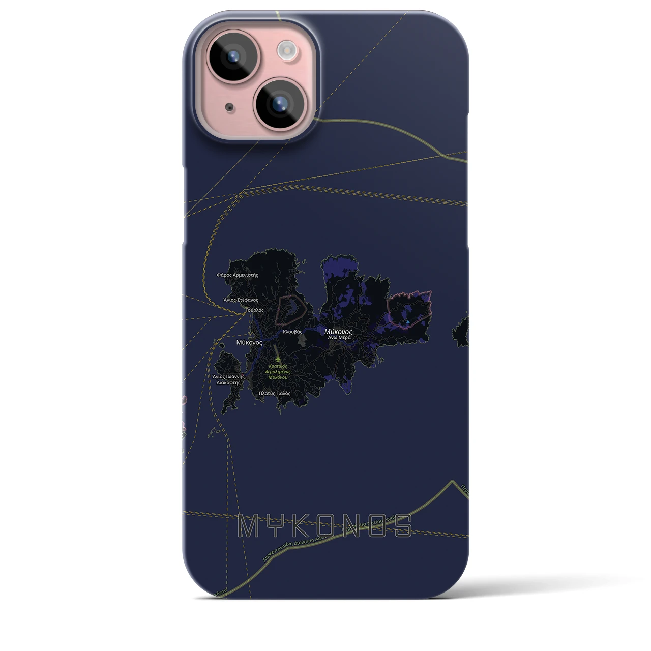 【ミコノス島（ギリシャ）】地図柄iPhoneケース（バックカバータイプ）