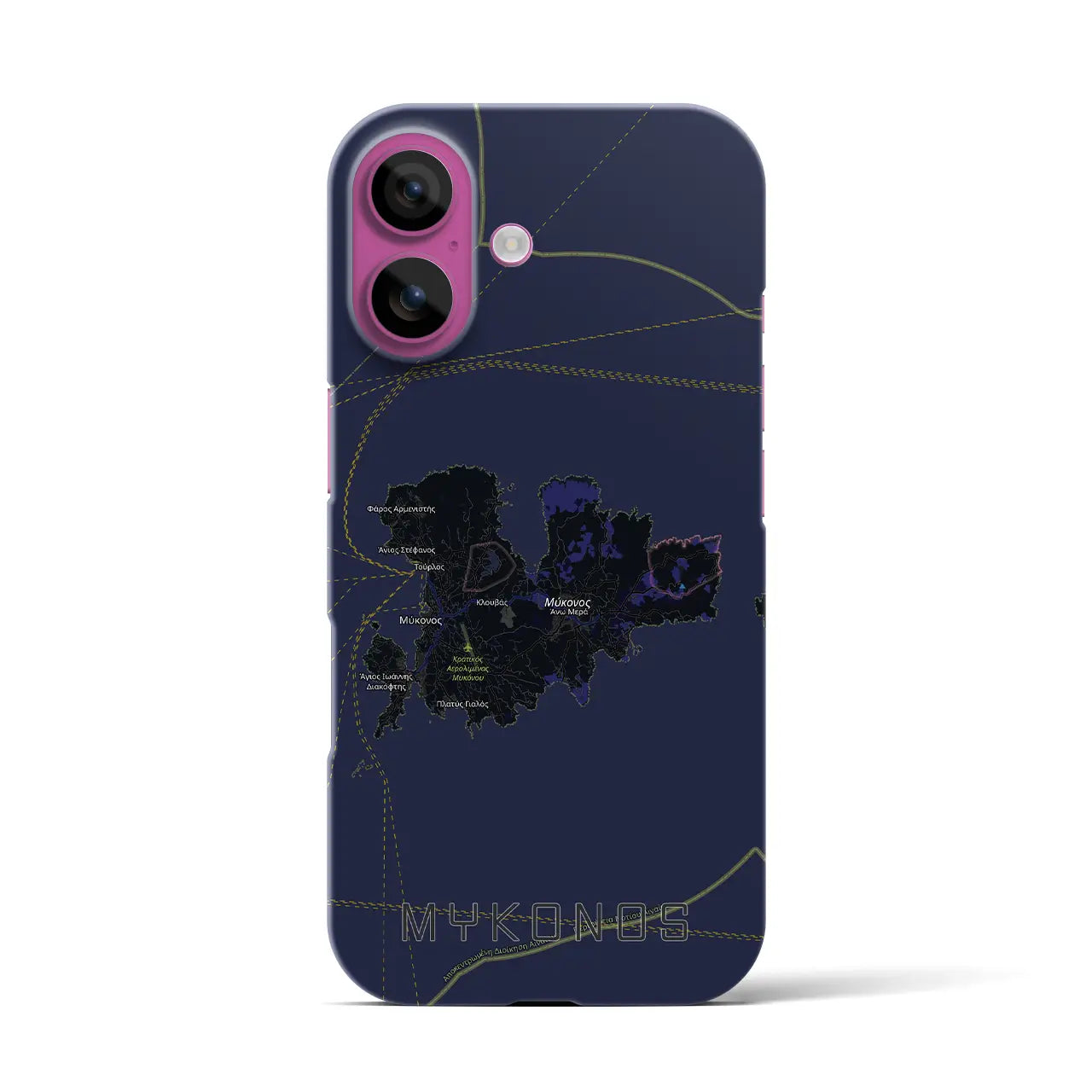 【ミコノス島（ギリシャ）】地図柄iPhoneケース（バックカバータイプ）