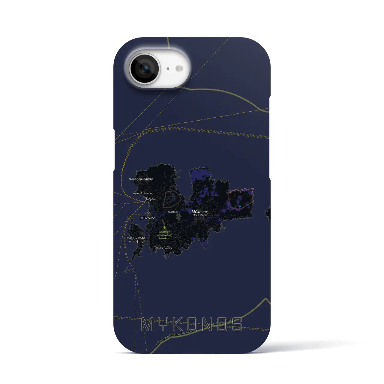 【ミコノス島（ギリシャ）】地図柄iPhoneケース（バックカバータイプ）