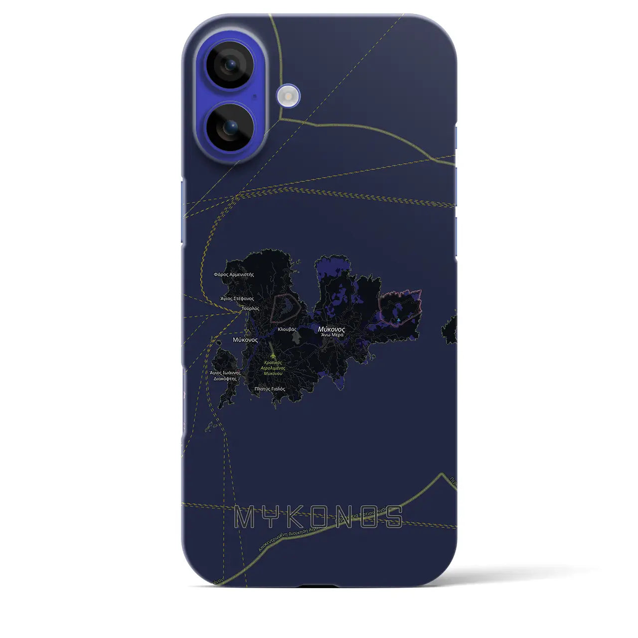 【ミコノス島（ギリシャ）】地図柄iPhoneケース（バックカバータイプ）