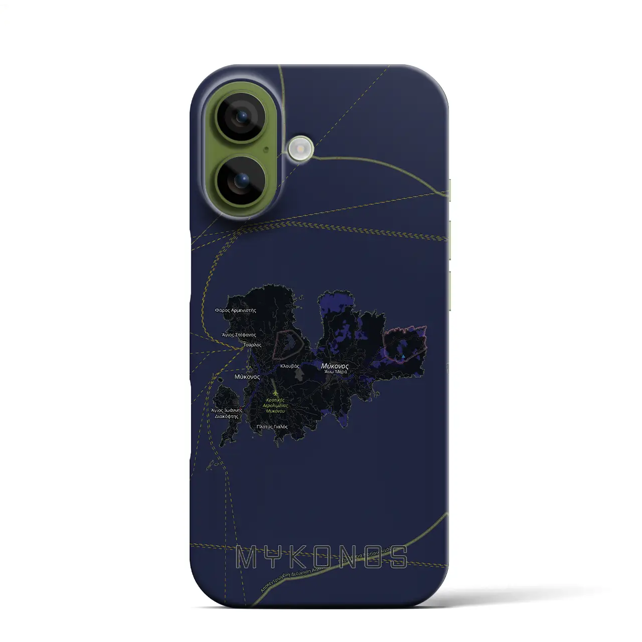 【ミコノス島（ギリシャ）】地図柄iPhoneケース（バックカバータイプ）