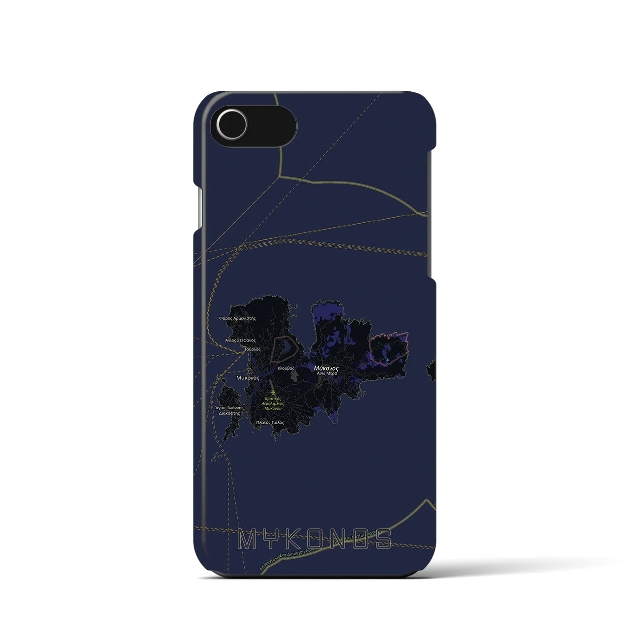 【ミコノス島（ギリシャ）】地図柄iPhoneケース（バックカバータイプ）
