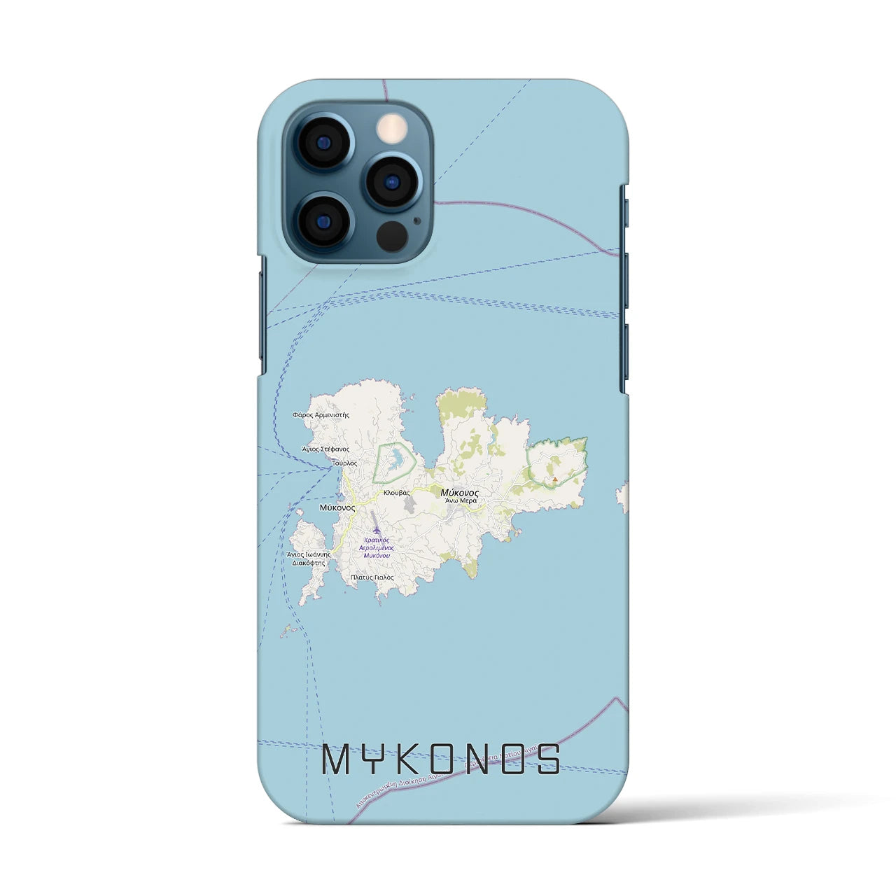 【ミコノス島（ギリシャ）】地図柄iPhoneケース（バックカバータイプ）
