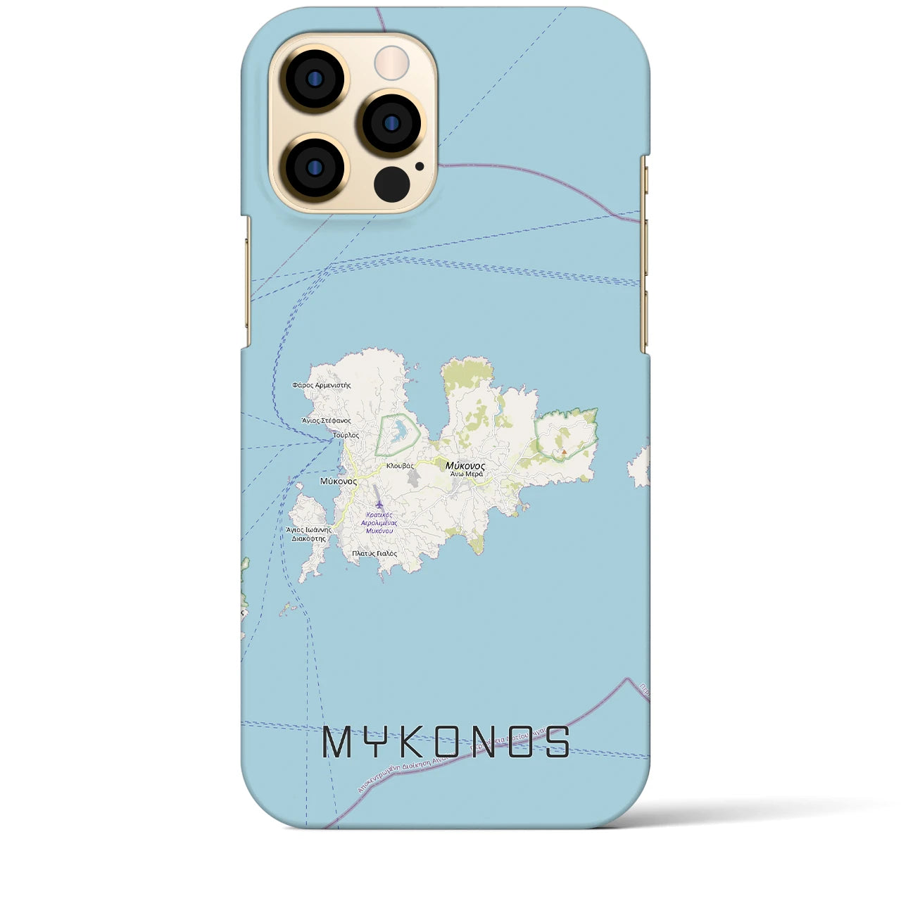 【ミコノス島（ギリシャ）】地図柄iPhoneケース（バックカバータイプ）