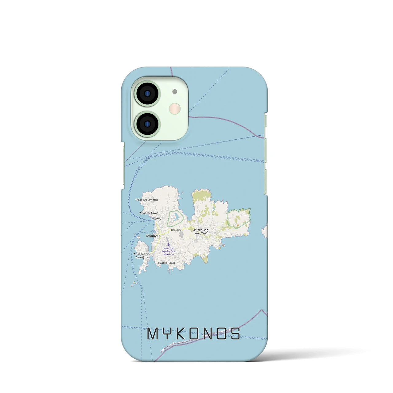 【ミコノス島（ギリシャ）】地図柄iPhoneケース（バックカバータイプ）