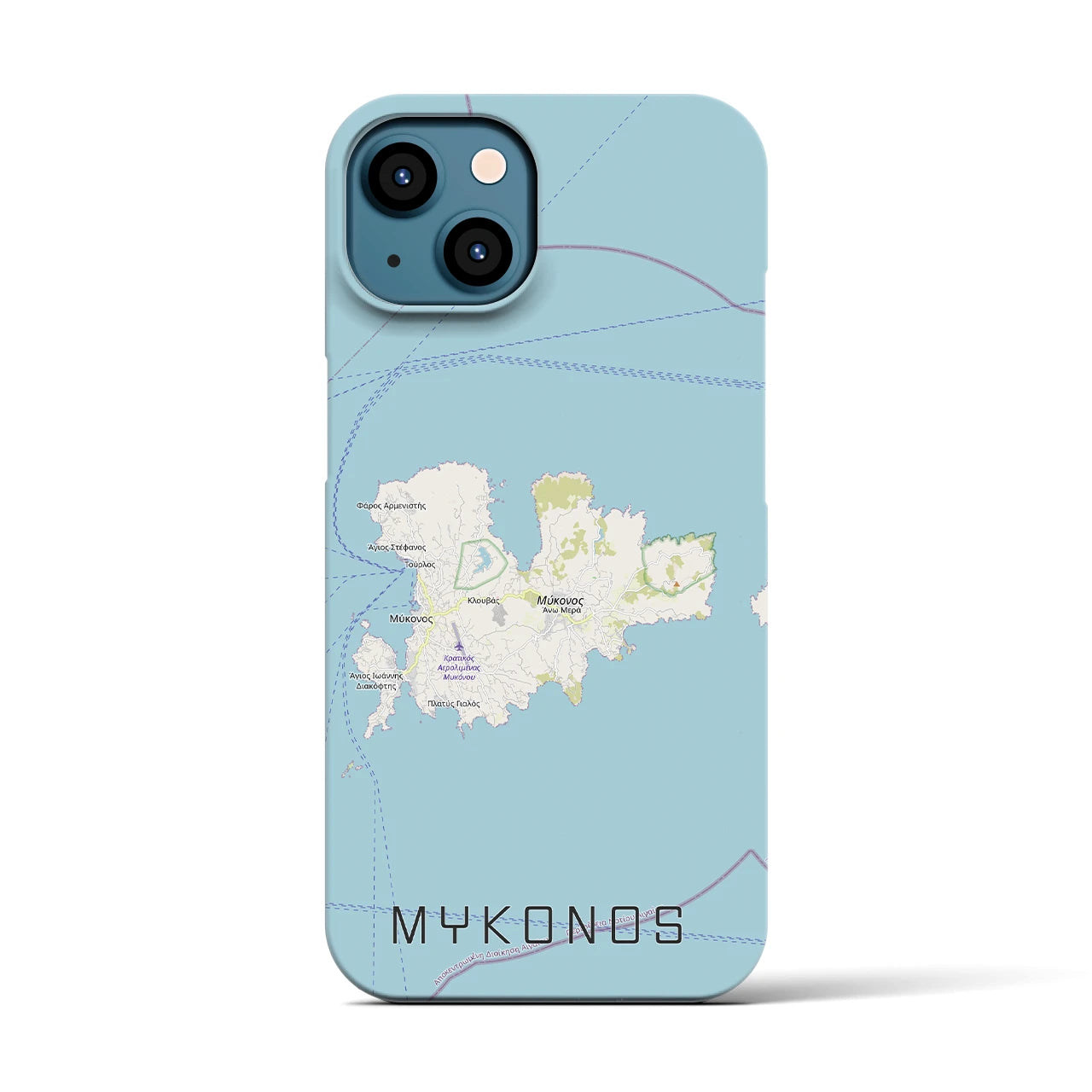 【ミコノス島（ギリシャ）】地図柄iPhoneケース（バックカバータイプ）